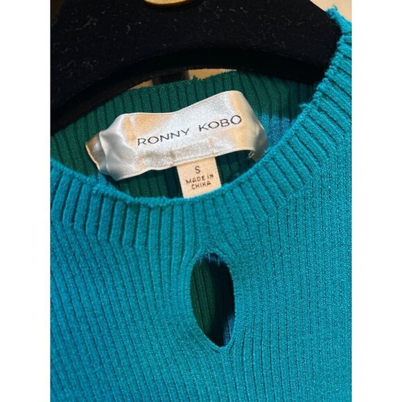 Ronny Kobo Jerrie Knit Bodycon Mini Dress BLUE TEAL Tidepool Womens Size Small - Picture 9 of 11